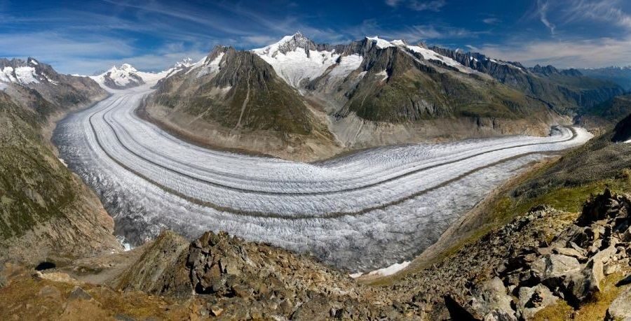 большой алечский ледник в Альпах